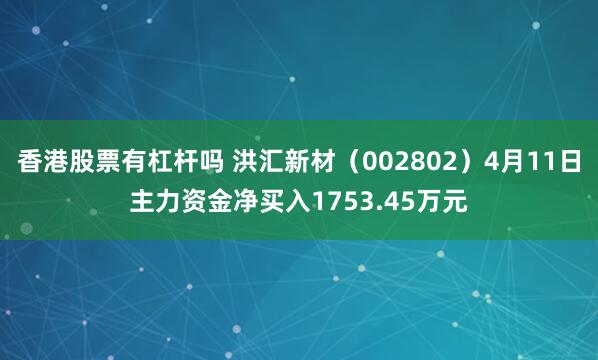香港股票有杠杆吗 洪汇新材（002802）4月11日主力资金净买入1753.45万元