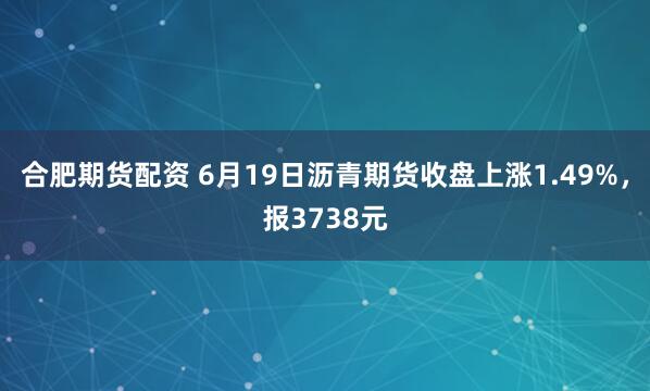 合肥期货配资 6月19日沥青期货收盘上涨1.49%，报3738元