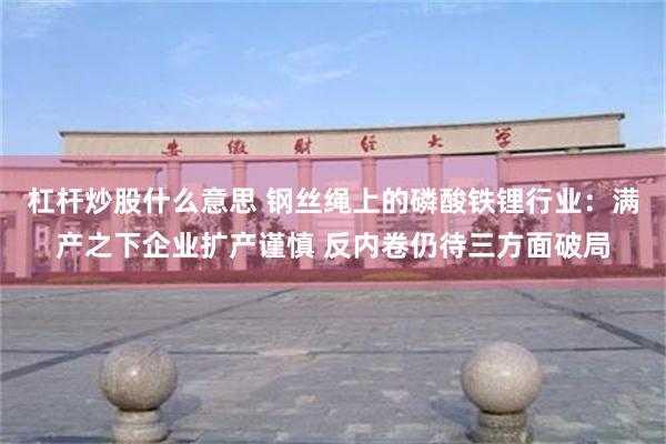 杠杆炒股什么意思 钢丝绳上的磷酸铁锂行业：满产之下企业扩产谨慎 反内卷仍待三方面破局
