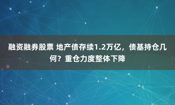 融资融券股票 地产债存续1.2万亿,债基持仓几何?重仓力度整体下降
